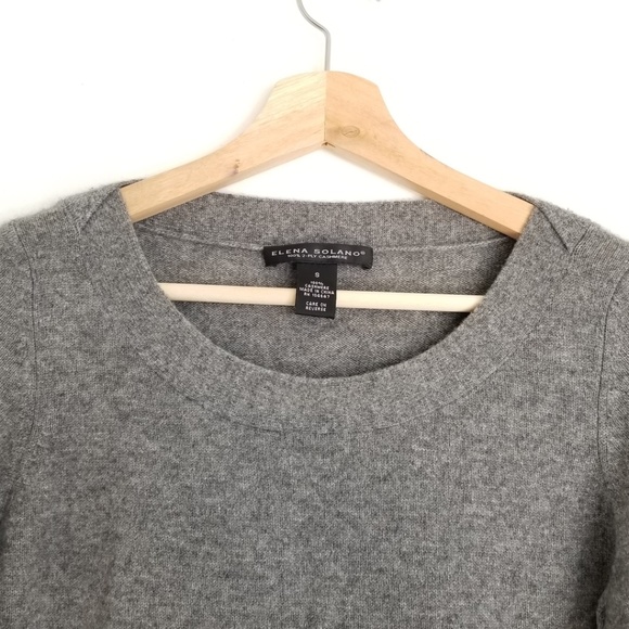 Elena Solano 100% 2-PLY Cashmere Gray Sweater Sm - Picture 4 of 6